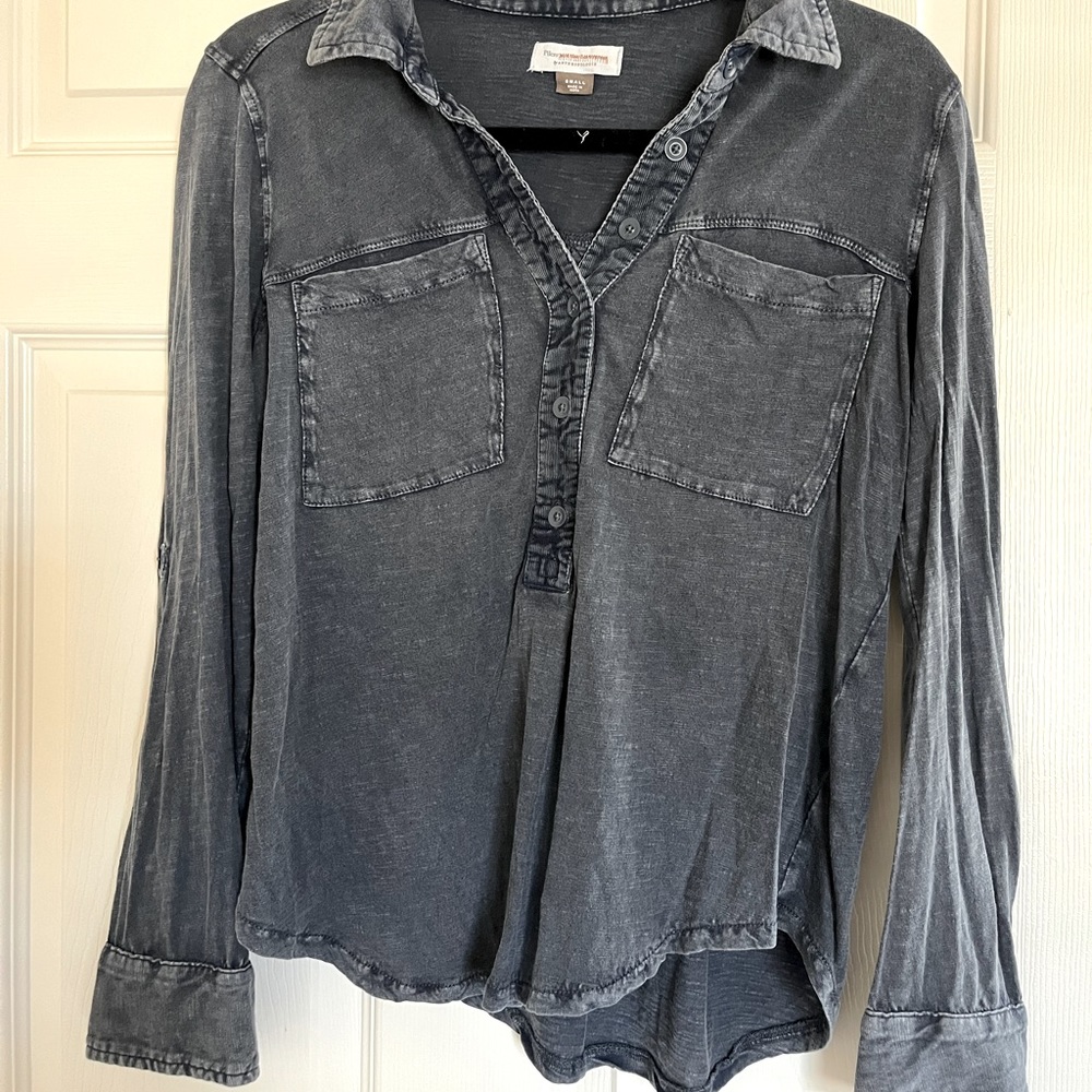 Long Sleeve Blue Collar Shirt
